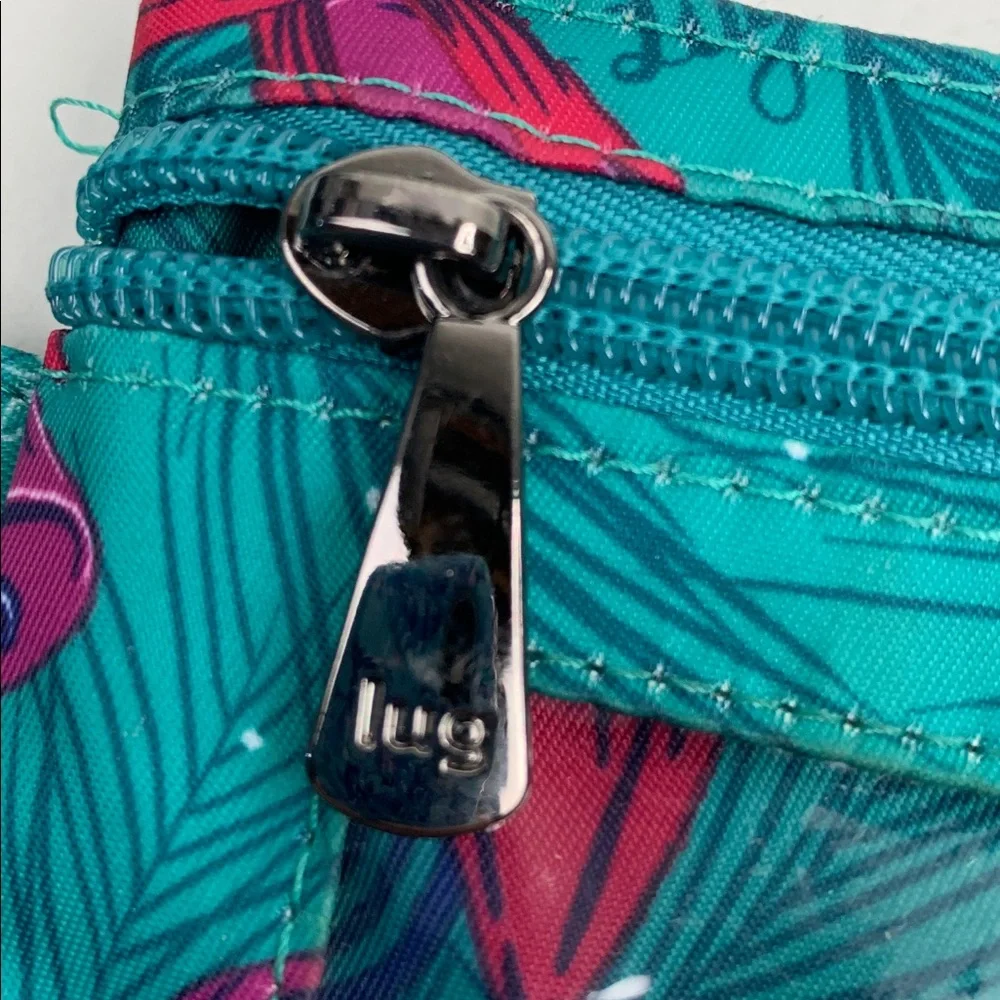 LUG Peekaboo Turquoise Teal Fuschia Purple Crossbody Bag Bells ornament Wristlet